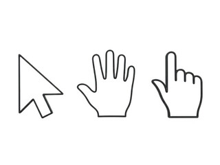 Obraz premium Cursor and hand icons set isolated on transparent background