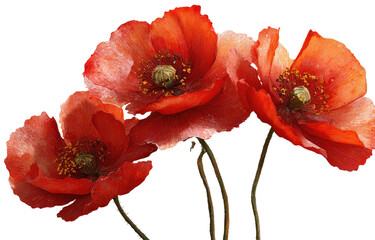 Close-up of three vibrant red poppies (2)