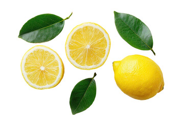 Fresh lemon slices and leaves on black background (2)