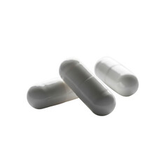 Three gray capsules isolated on transparent background