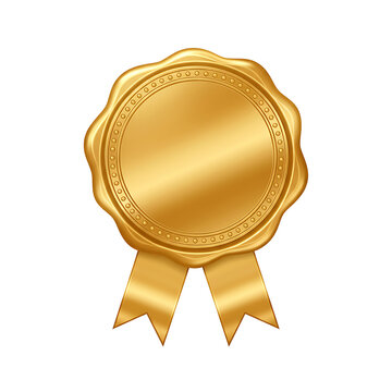 Golden Wax Seal Ribbon PNG Transparent | Luxury Award Emblem for Certificates Invitations