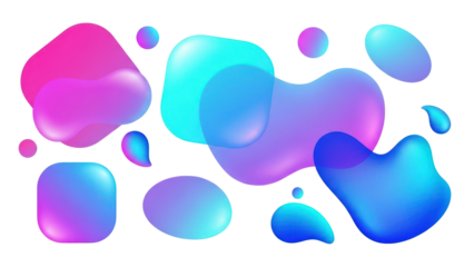 Colorful Fluid Shapes Isolated on Transparent Background