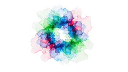 Colorful Watercolor Bloom isolated on transparent background