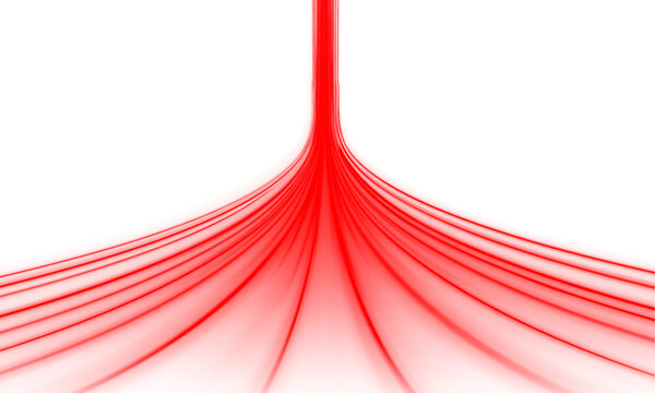 Glowing red neon laser lines flow along urban roads. Wave motion trails, energy swirls, and dynamic lines show speed and futuristic traffic visuals. Vector illustration PNG.