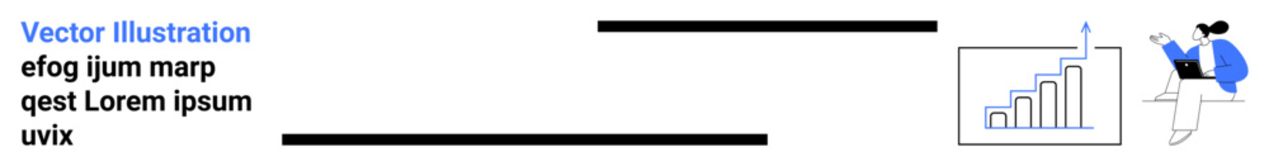 Obraz premium Data analysis, business growth, presentation skills, market trends, strategic planning, financial progress. Woman pointing to rising bar chart. Business growth and data analysis concept