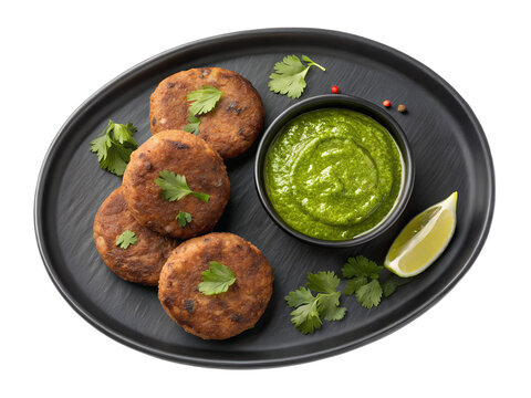 Shami Kebab PNG Transparent Background - Muslim Cuisine Patties with Chutney