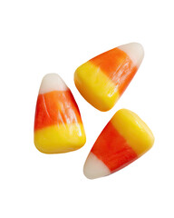 Three candy corn pieces arranged