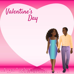 Loving couple with decorative hearts. Valentine Day cards, posters, love-themed vector designs. Square isolated vector illustration.