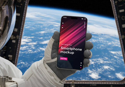 Phone in space concept mockup