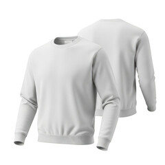 White crew neck sweatshirt isolated on transparent background
