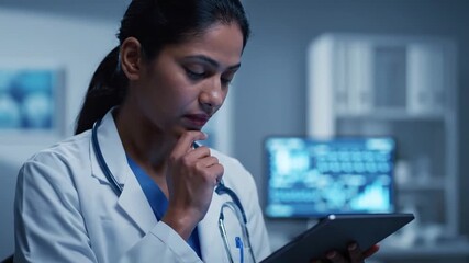 Medical Professional Engaged in Data Analysis Using Digital Devices in a