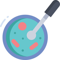 Petri dish with microorganisms and pipette icon