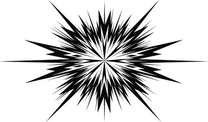 abstract black white starburst explosion vector background, dynamic sharp spikes radial burst design, comic energy effect illustration for posters branding graphics © Sajib