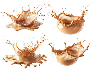 Four light brown liquid splashes