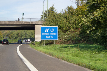 Ausfahrt 2, Dinslaken-Hiesfeld, Autobahn BAB 59 in Richtung Wesel