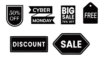 Fototapeta premium Collection of discount and sale labels on a white background