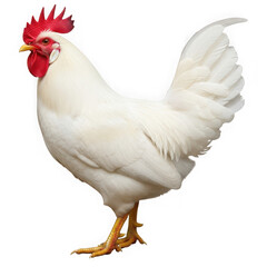 Fototapeta premium White rooster with red comb isolated on transparent background