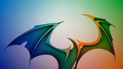Abstract dragon illustration with vibrant gradient background