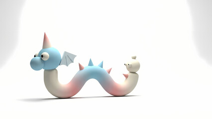 Cute cartoon dragon with pastel colors and playful design