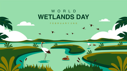 vector world wetlands day background template