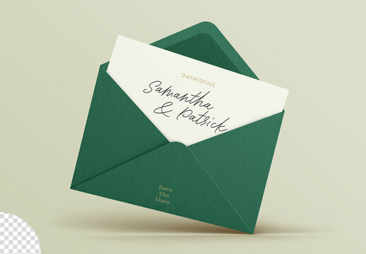 Envelope with Card Stationery Mockup Isolated