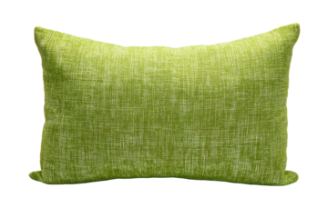 Light green rectangular throw pillow with visible fabric weave and clean stitched seams isolated on transparent background.