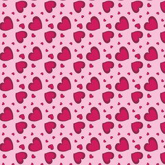 Valentine's day seamless pattern with stripes and hearts, abstract vector background.