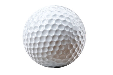 Close-up of a white golf ball, dimpled surface
