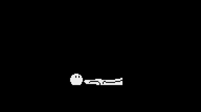 8-Bit Pixel Art Stickman Fall and Get Up Animation White Character