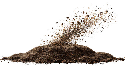 Brown dirt pile erupting in a powerful spray