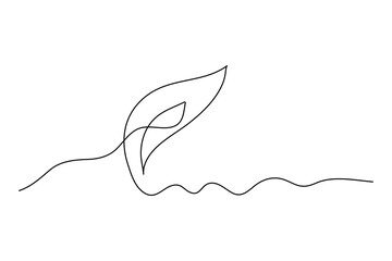 Fototapeta premium Leaf icon continuous one line drawing and minimalist style