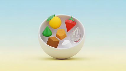 Abstract pizza slice illustration with vibrant red and yellow gradient