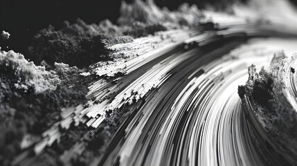Stunning photo of abstract distorted black white motion glitch overlay effect distress texture. Monochrome interlaced digital background. Futuristic striped glitched grunge.