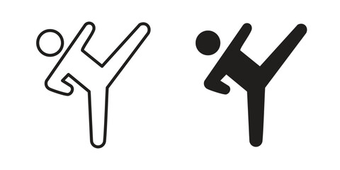 Obraz premium Taekwondo icons symbol, logo illustration. Vector graphics set