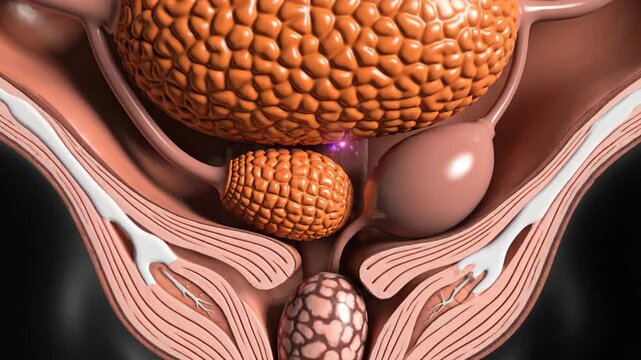 Anatomical illustration of male reproductive system in detailed 3 d rendering