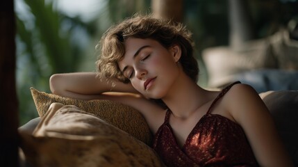 Recovery state illustrating individual embracing rest and healing, calm surroundings, emotional resilience, body recovery, mental clarity and wellbeing centered lifestyle moment cinematic color