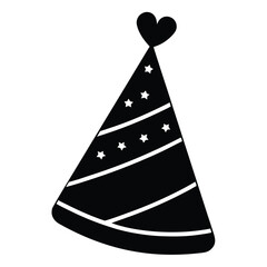 party hat with heart vector icon