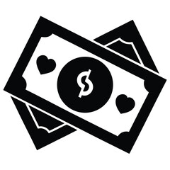money with heart vector icon