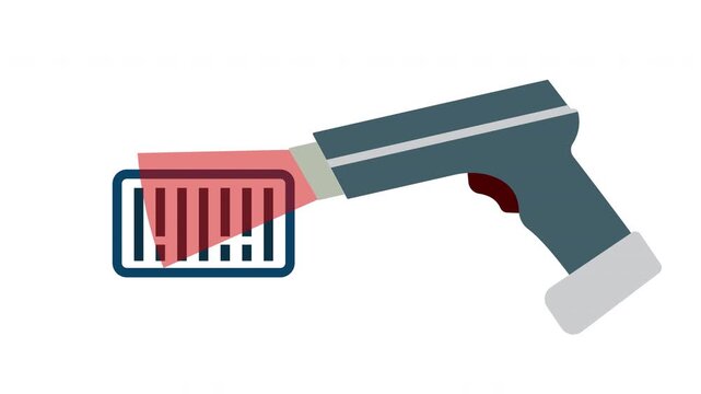 Barcode scanner icon animation. The scanner is depicted in a simple and modern style, suitable for use in various digital and print media.