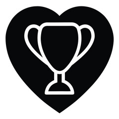 heart trophy cup vector icon