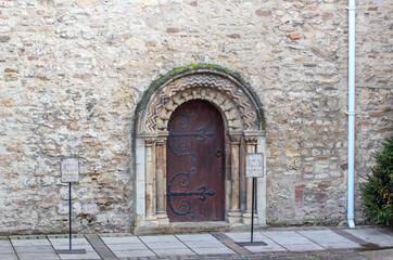 The Norman doorway of St Ebbe's Church. The doorway is one of the oldest parts of the church.