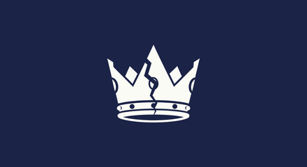 Broken crown icon on dark blue