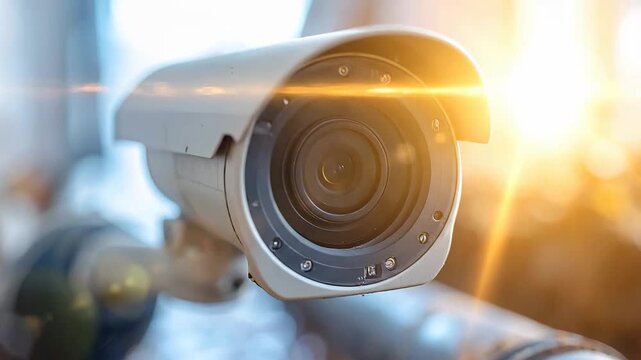 Outdoor security camera mounted on a pipe, providing surveillance and protection.