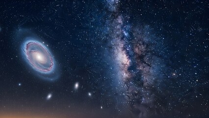 Naklejka premium Stunning Galaxy Scene with Spiral and Milky Way, Stars and Space