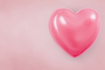 Obraz premium Blush surface with floating heart, Soft shadow beneath pink heart sticker, Delicate pink heart adhesive positioned on gentle blush background with subtle shadows and texture