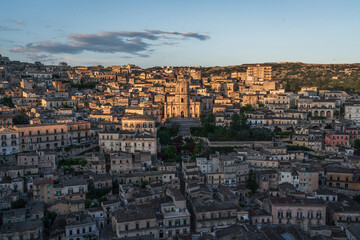 Aerial Dusk to Night View of Modica Old Town, Sicily
