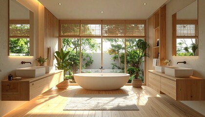 Fototapeta premium Badezimmer im Japandi-Stil