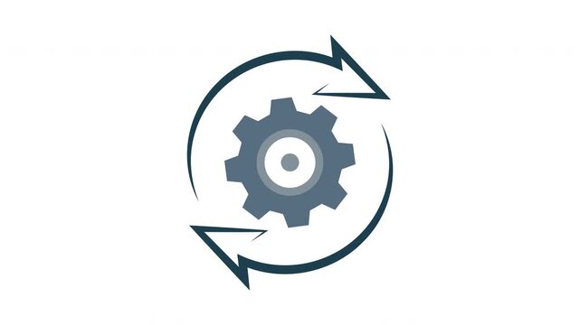 Config icon animation. A flat design illustration of a cogwheel. symbolizing process, flow, and mechanism. Perfect for representing concepts like workflow, automation.