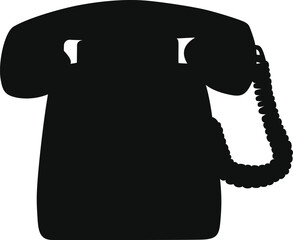 Classic black rotary telephone silhouette with coiled cord