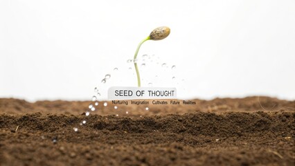 A Single Delicate Seed Sprouting in Soil, Symbolizing the Birth of an Idea and Future Potential